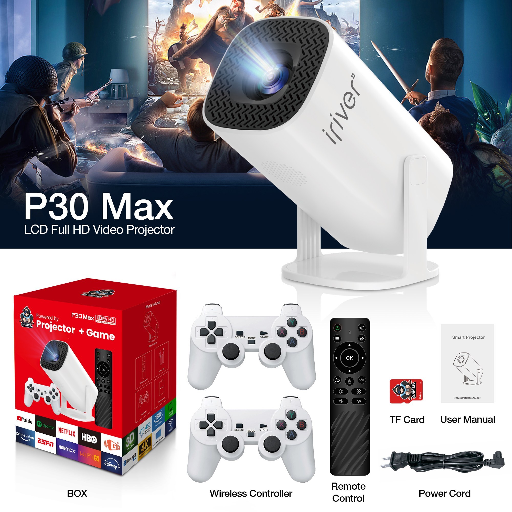 ویدیو پروژکتور آیریور مدل p30MAX به همراه دسته بازی